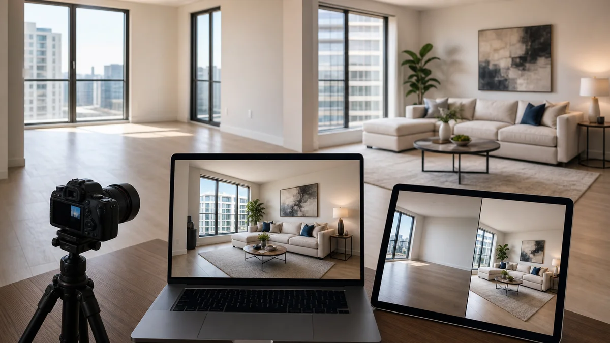 Real estate virtual staging workflow with AI VEO