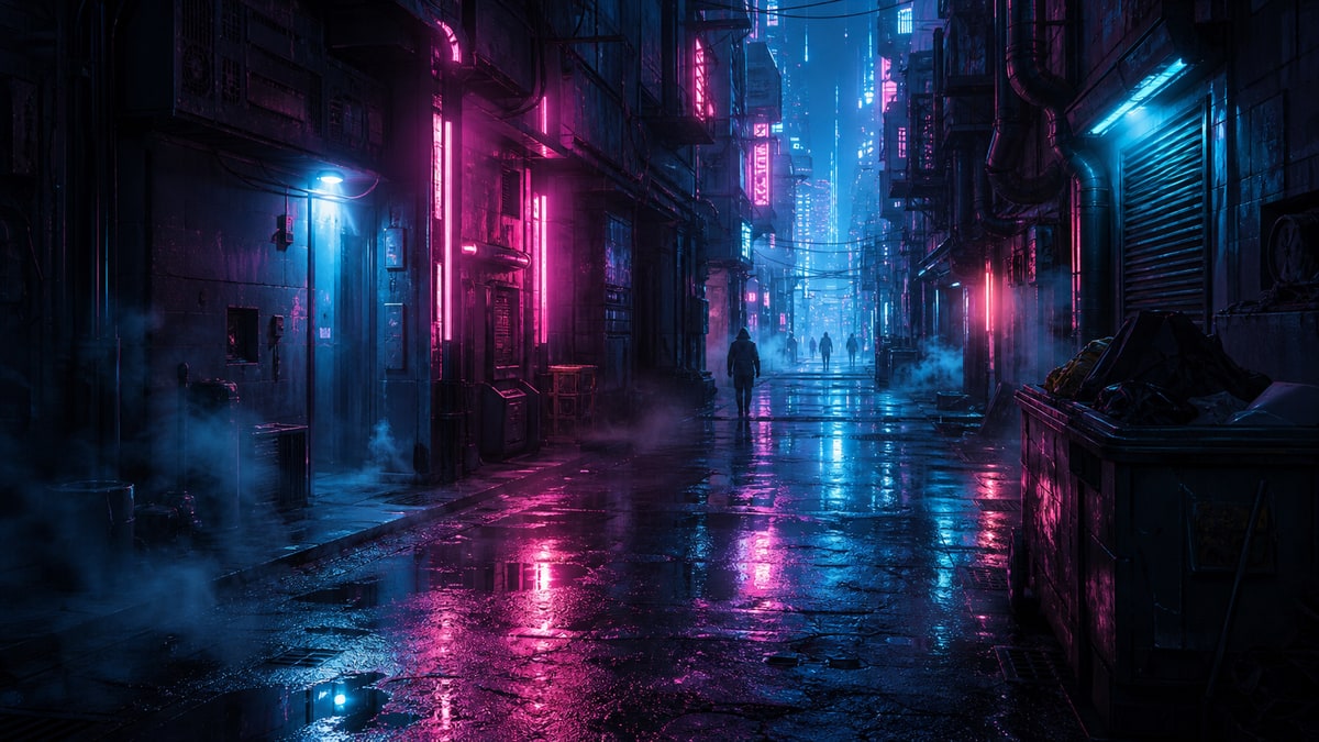 赛博朋克雨夜小巷