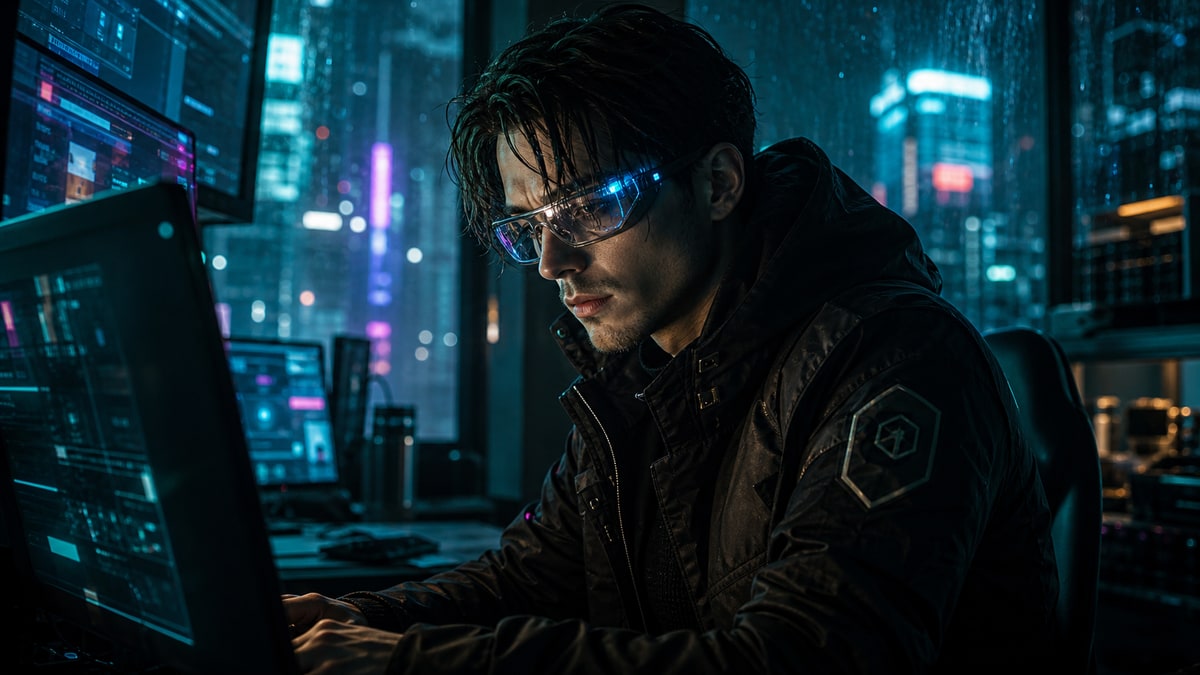 Cyberpunk hacker portrait