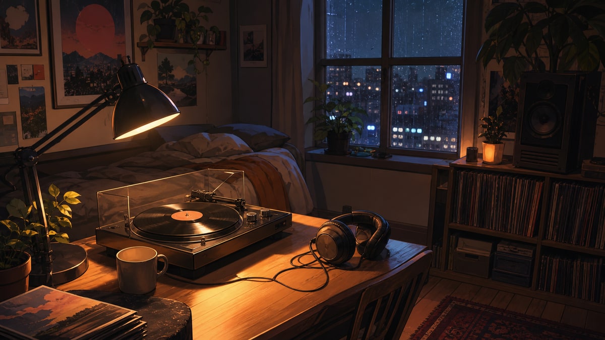 Lo-fi study beats illustration
