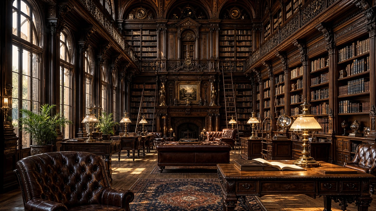 ビクトリア時代の図書館インテリア