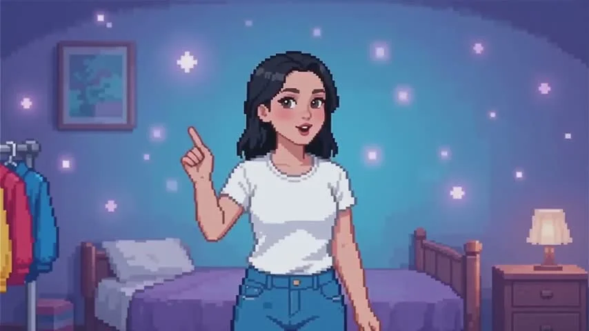 AI-generated Pixel Art Bedroom Scene video created with Pika 2.0