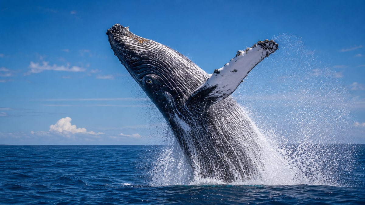 Humpback whale breaching